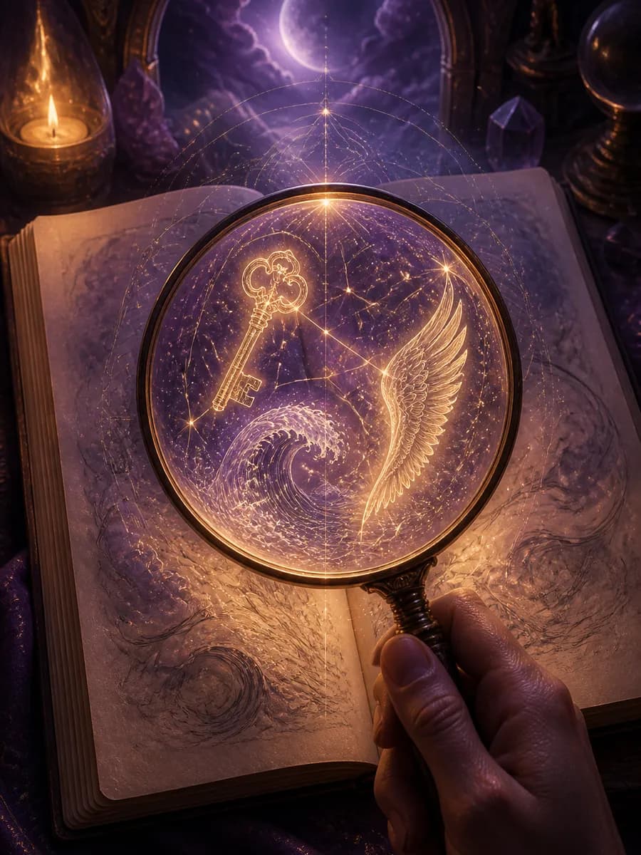 Dream meanings art with an open book of glowing constellations