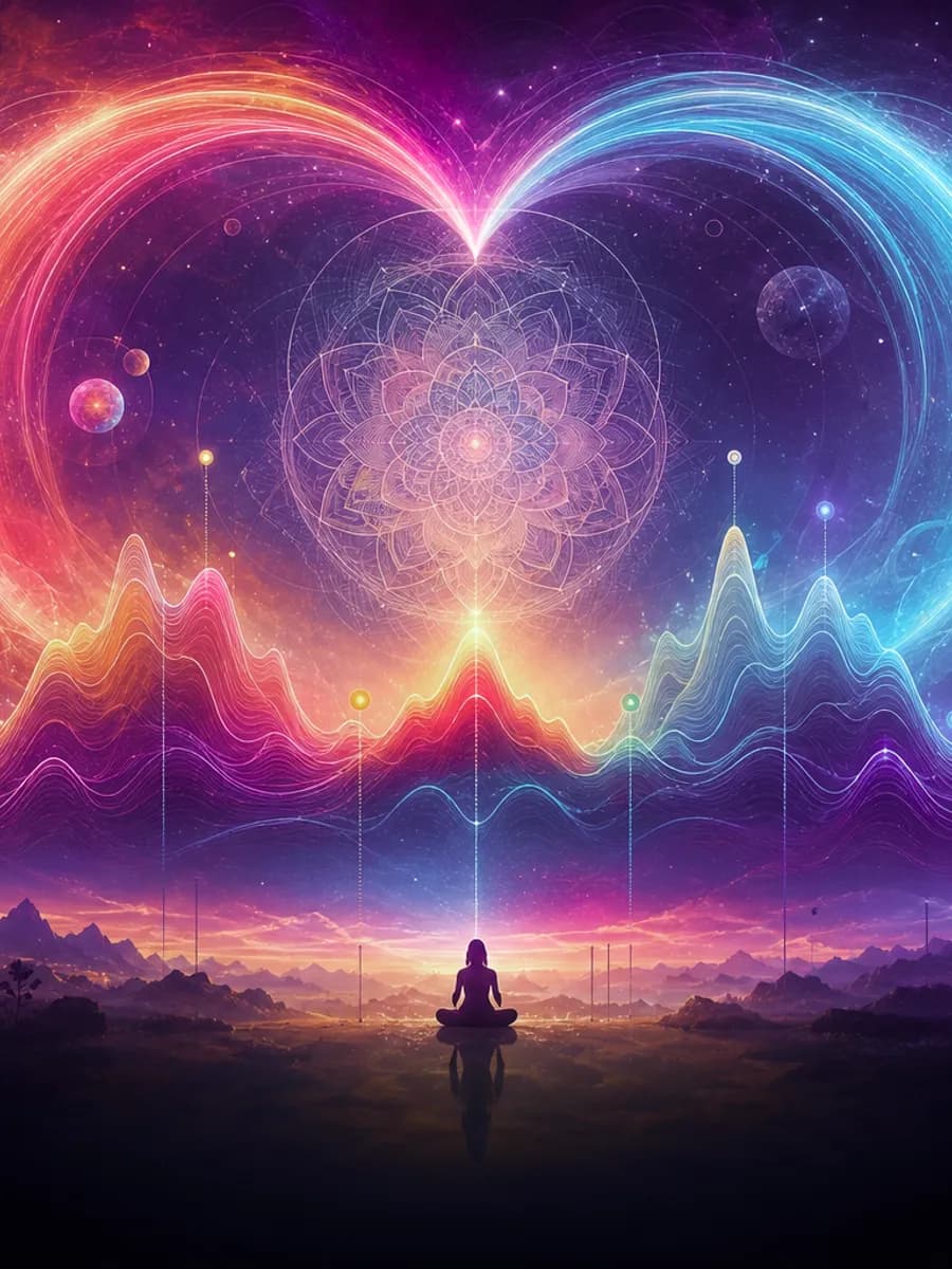 Emotional wellness visualization in purple and cyan