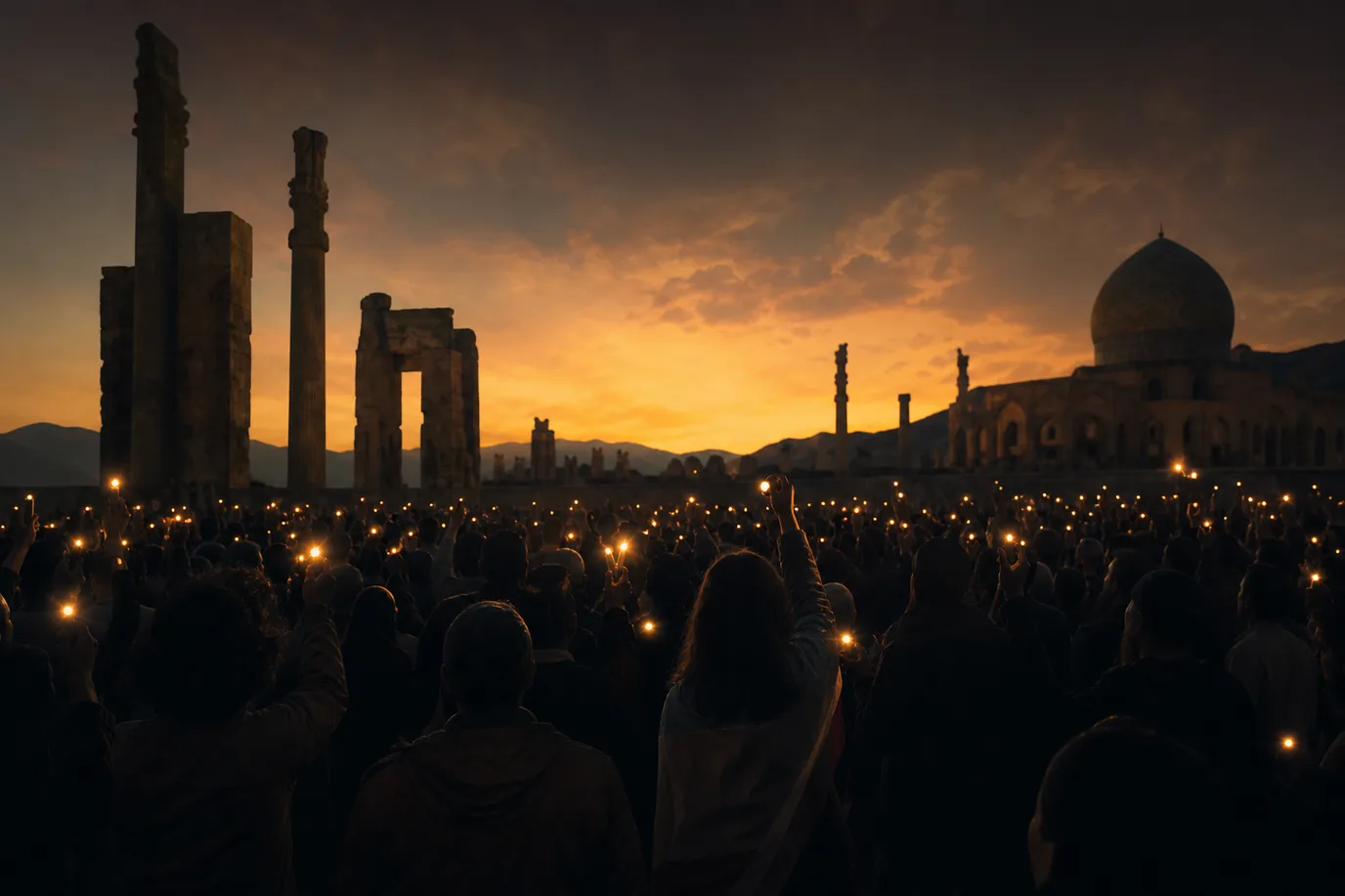 Featured art for Stand With Iran: dignified Persian heritage at dusk