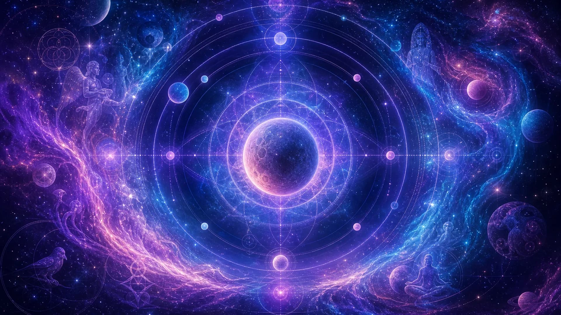 Cosmic nebula illustration for Mercury 91 pitch deck